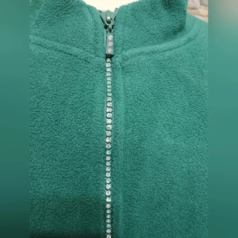 Quacker Factory Bedazzled Sequined‎ Zip Fleece Vest 3X Cottagecore - Picture 2 of 6